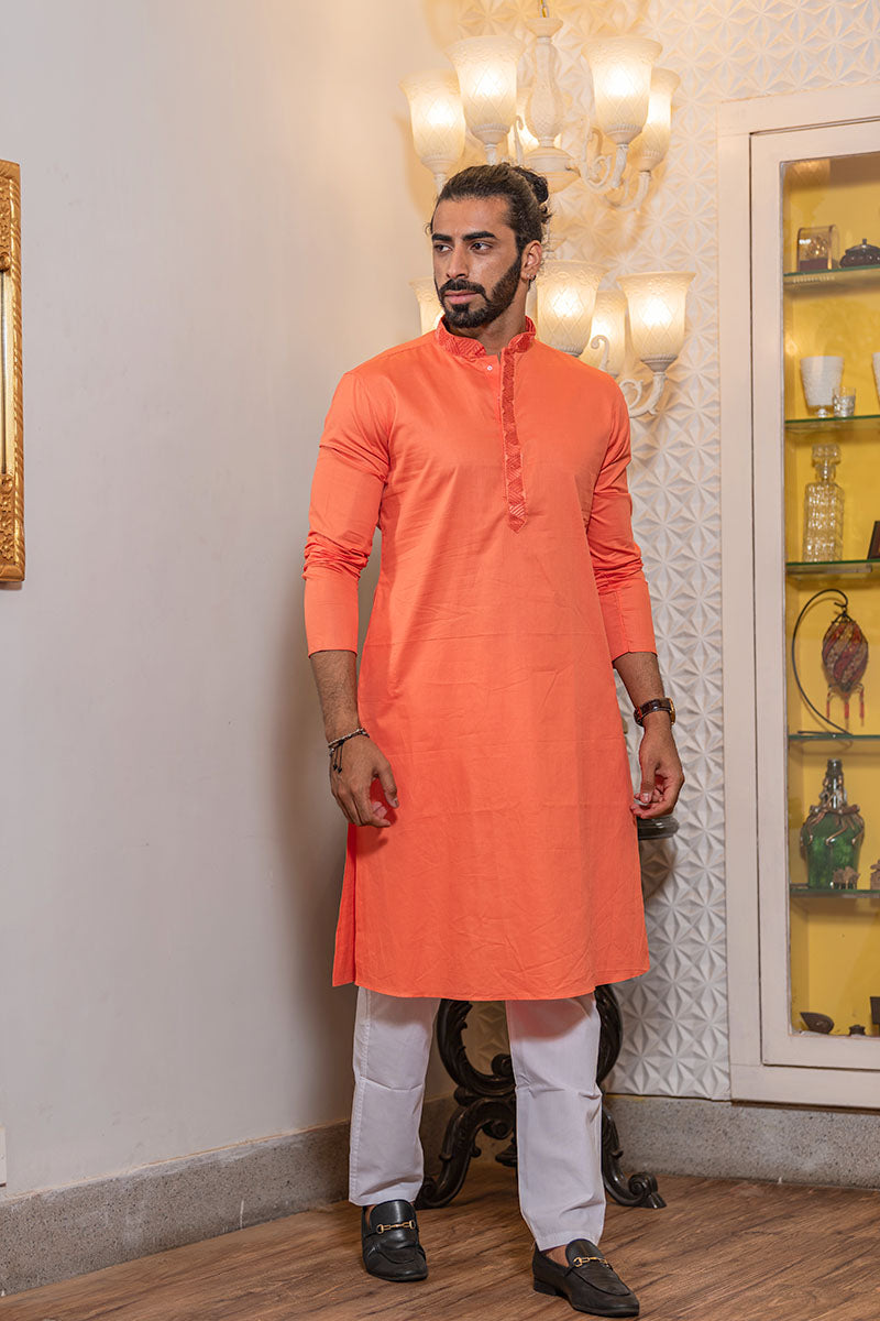 Intricate Neckline Kurtas Peach