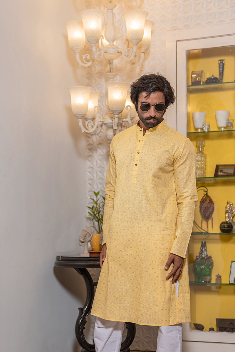Woven Design Cotton Kurta
