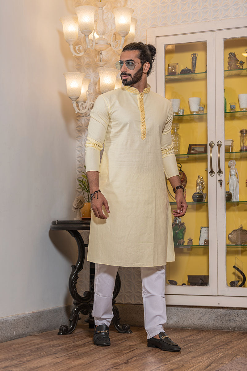 Thread Embroidered Cotton Kurta