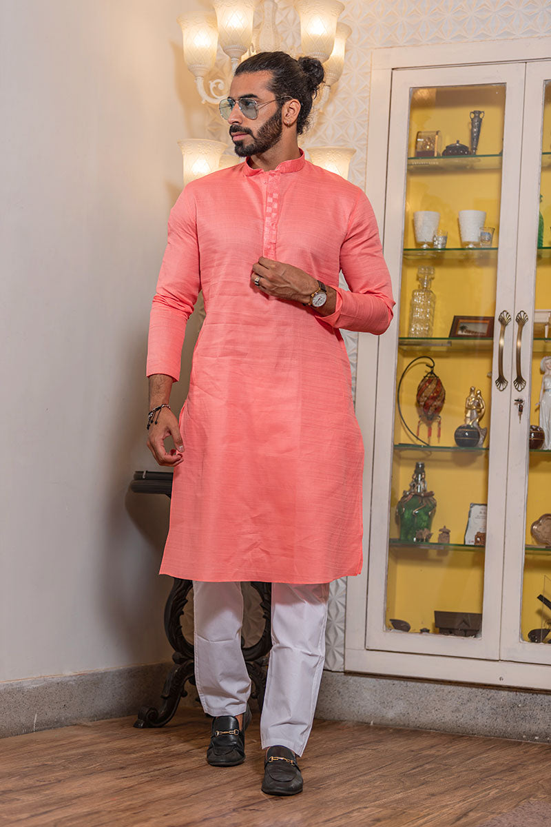 Plain Kurtas with Horizontal Self Stripes
