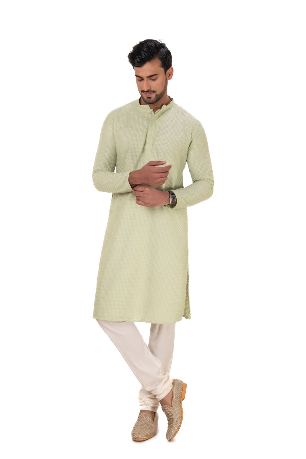Embroidered Chikankari Kurta Light Green