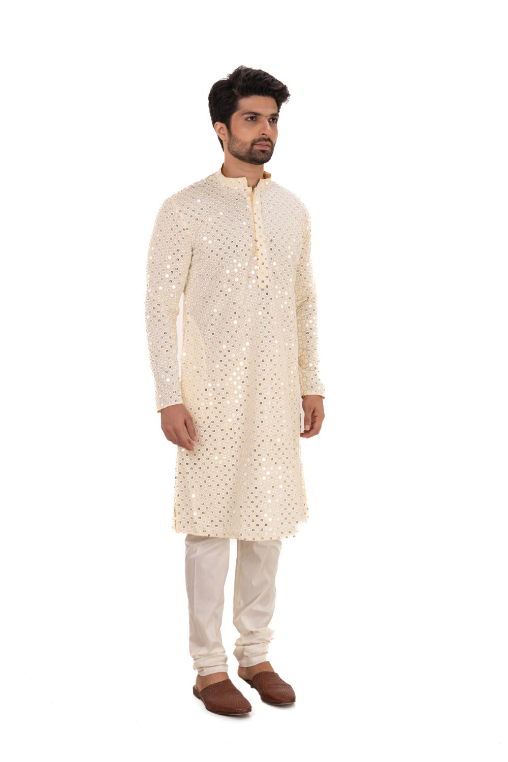 Chikankari Mirror Embellished Kurta Set