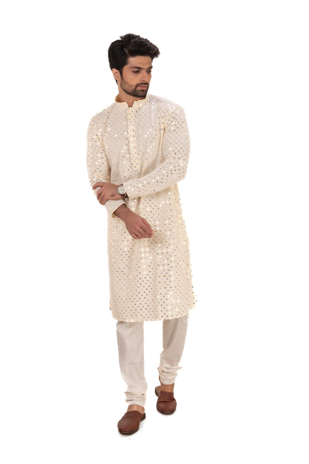 Chikankari Mirror Embellished Kurta Set