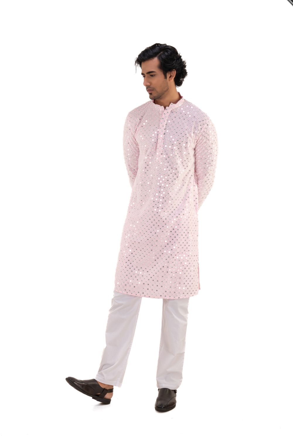 Chikankari Mirror Embellished Kurta Set