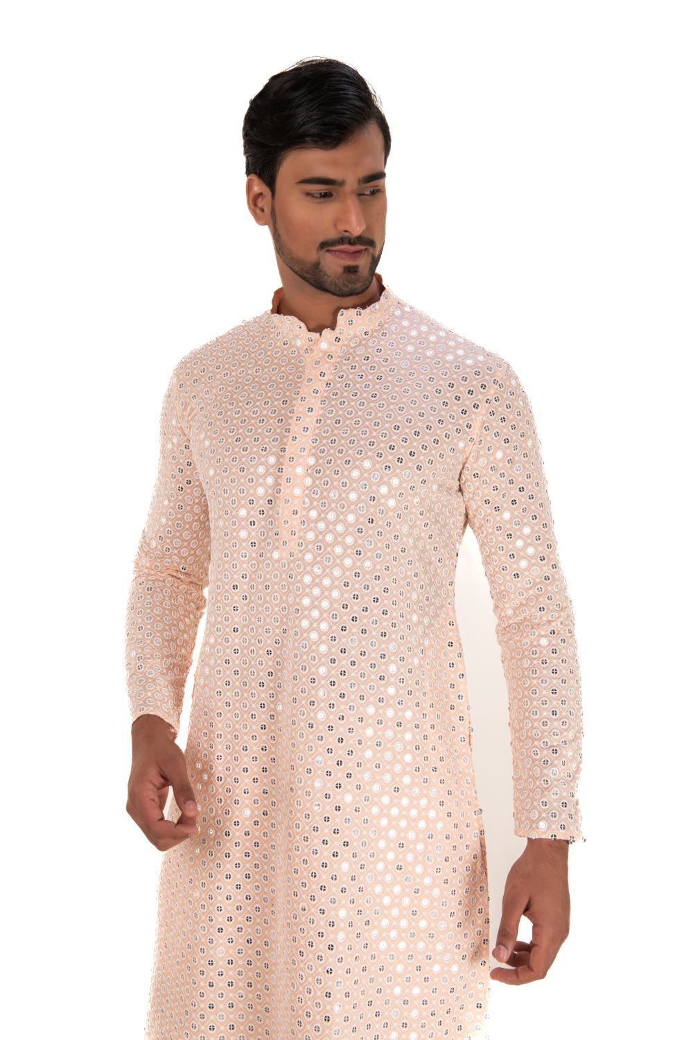 Chikankari Mirror Embellished Kurta Set
