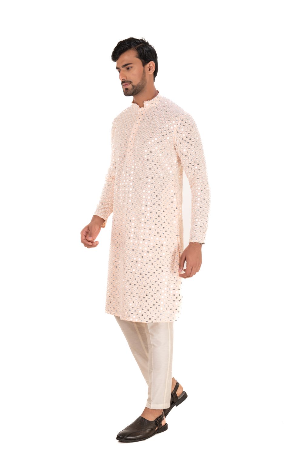 Chikankari Mirror Embellished Kurta Set