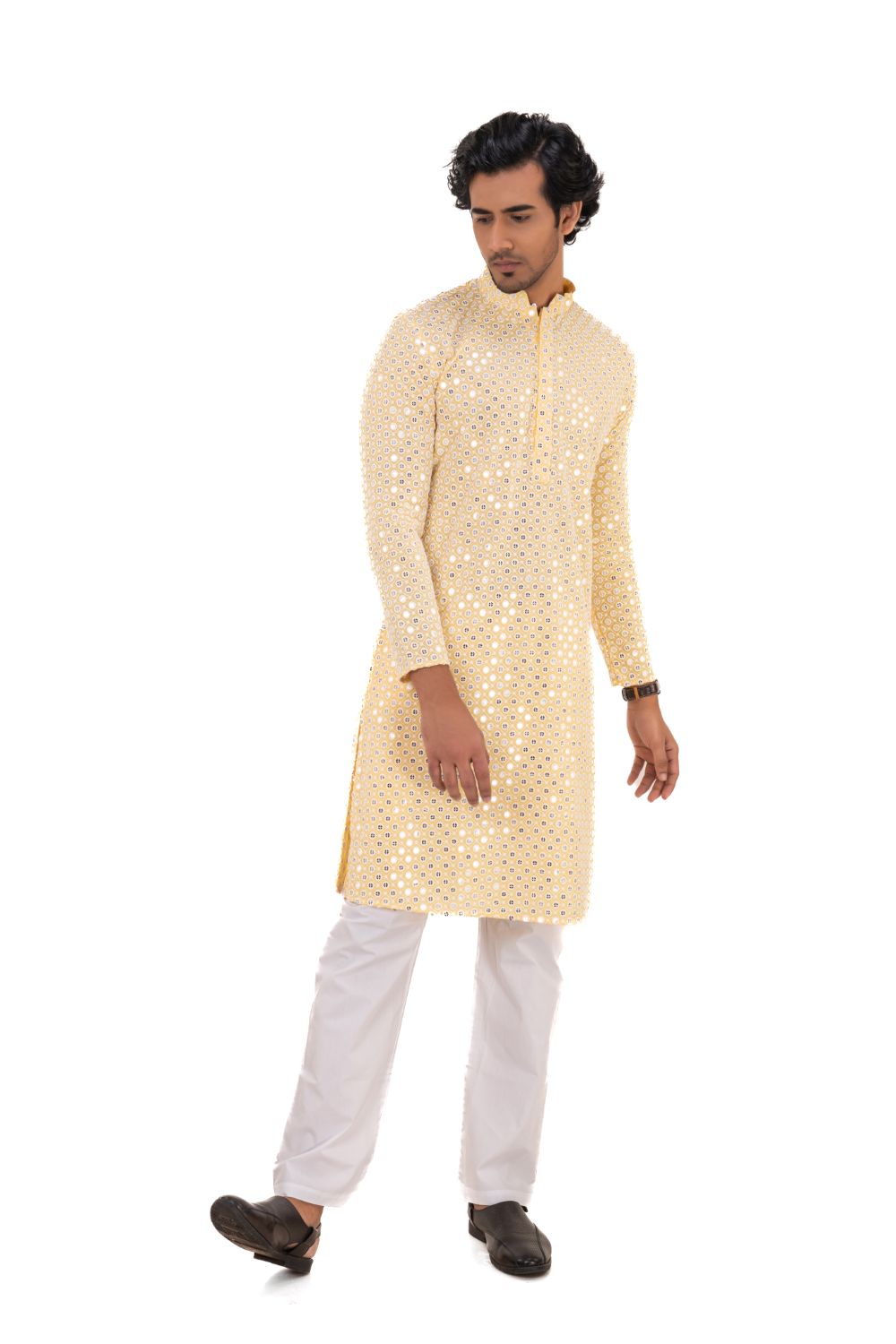 Chikankari Mirror Embellished Kurta Set