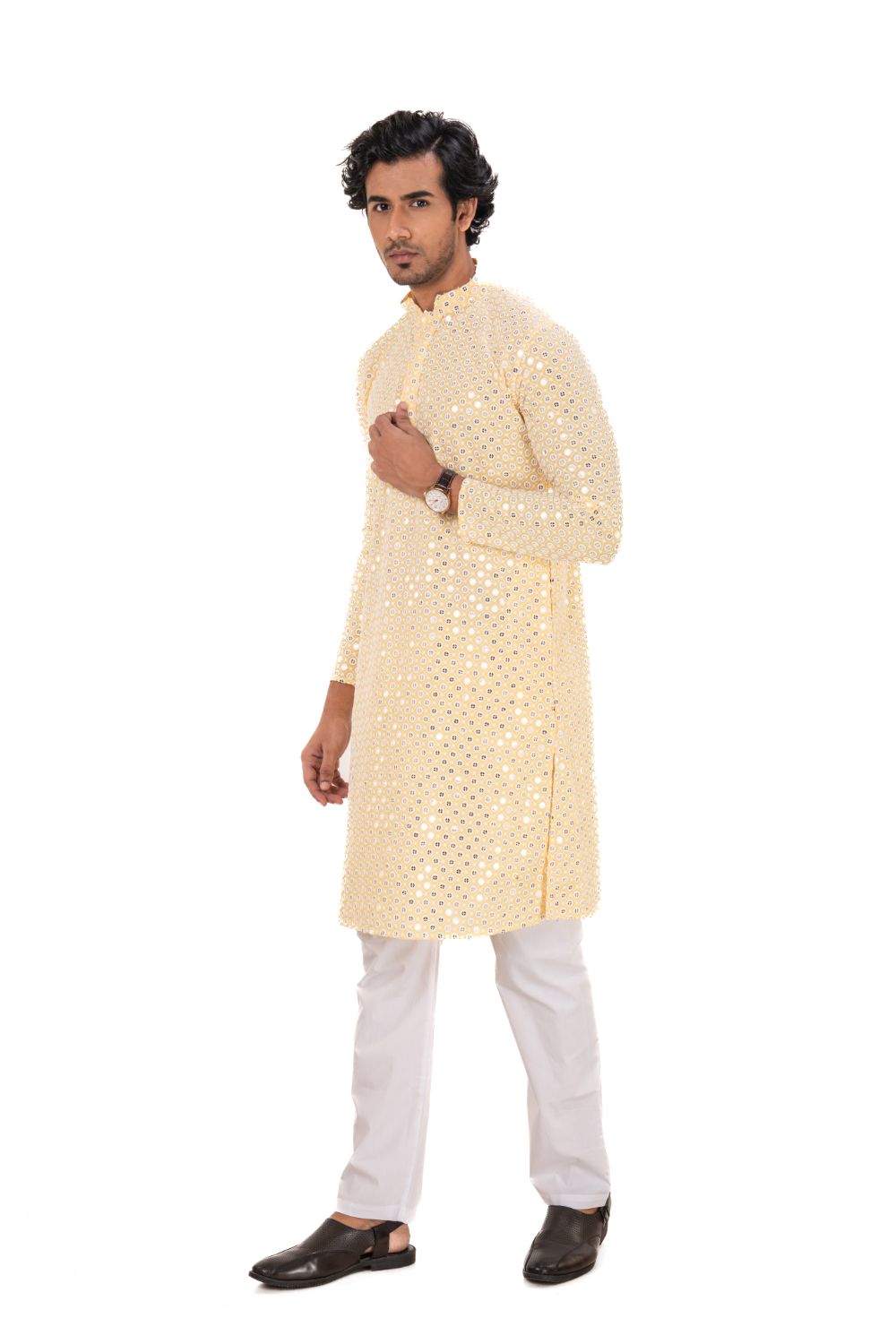 Chikankari Mirror Embellished Kurta Set