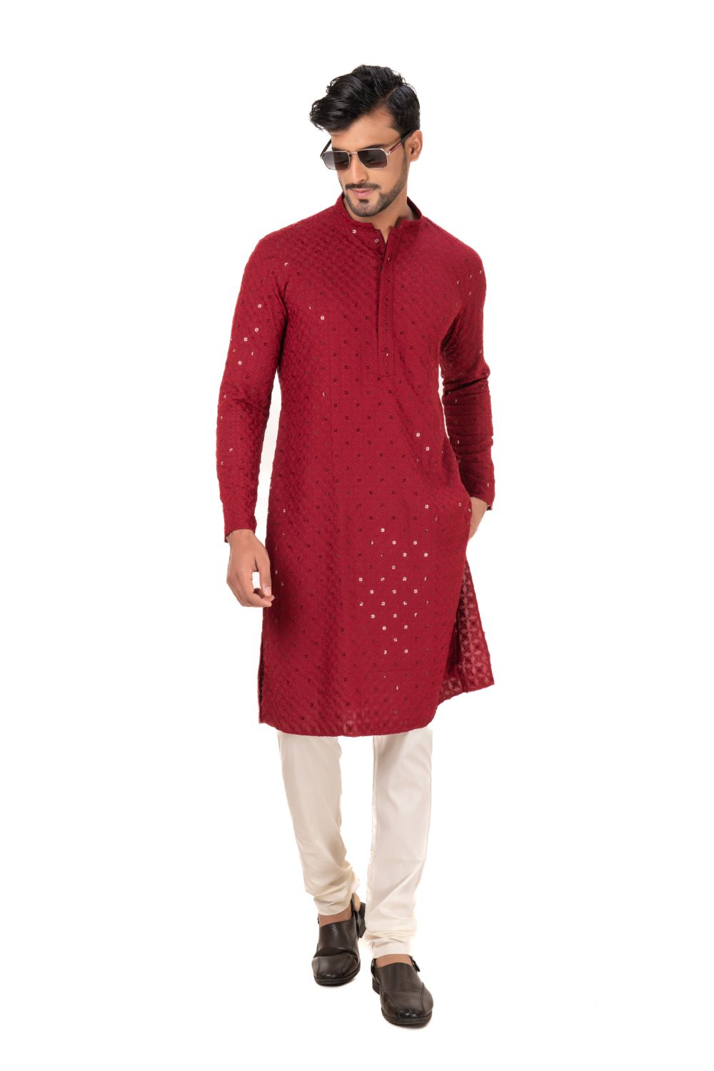 Geometric Chikankari Embroidered Kurta Set