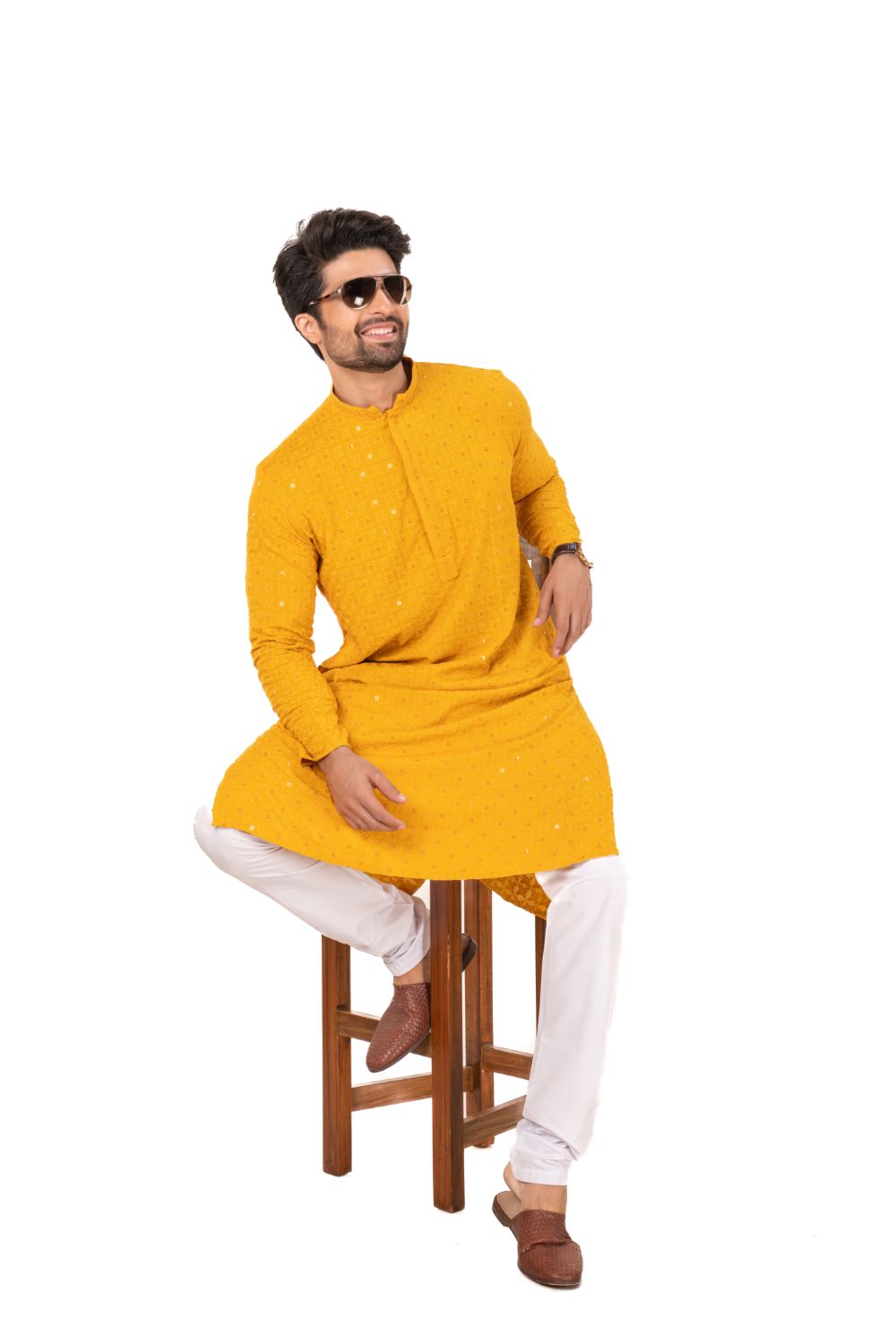 Geometric Chikankari Embroidered Kurta Set