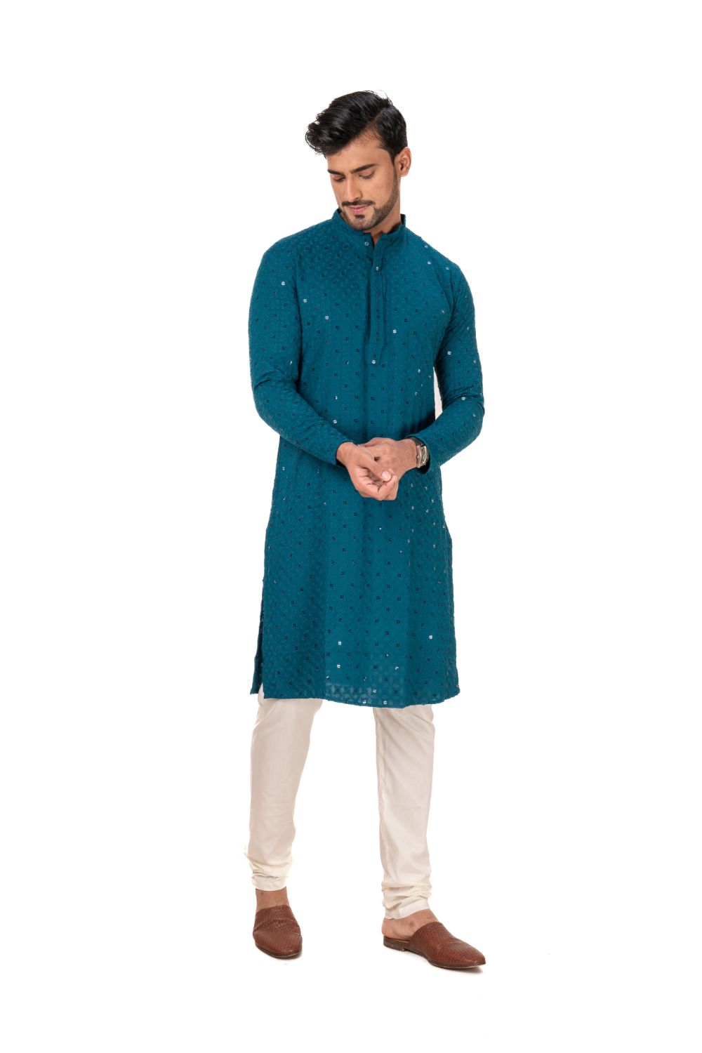 Geometric Chikankari Embroidered Kurta Set