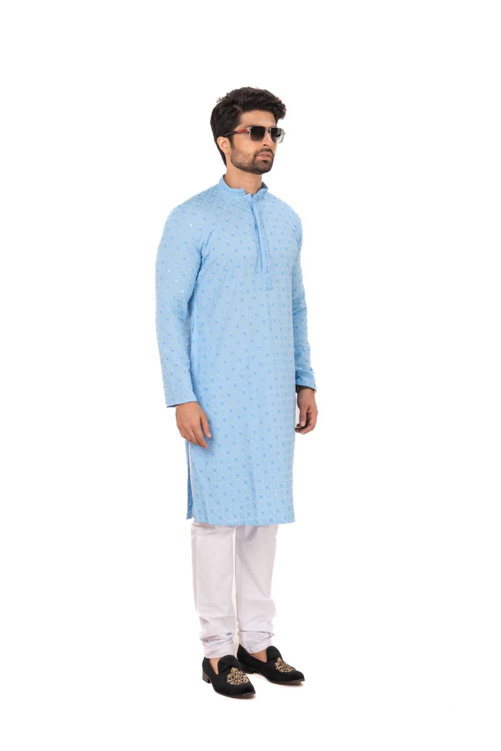 Geometric Chikankari Embroidered Kurta Set