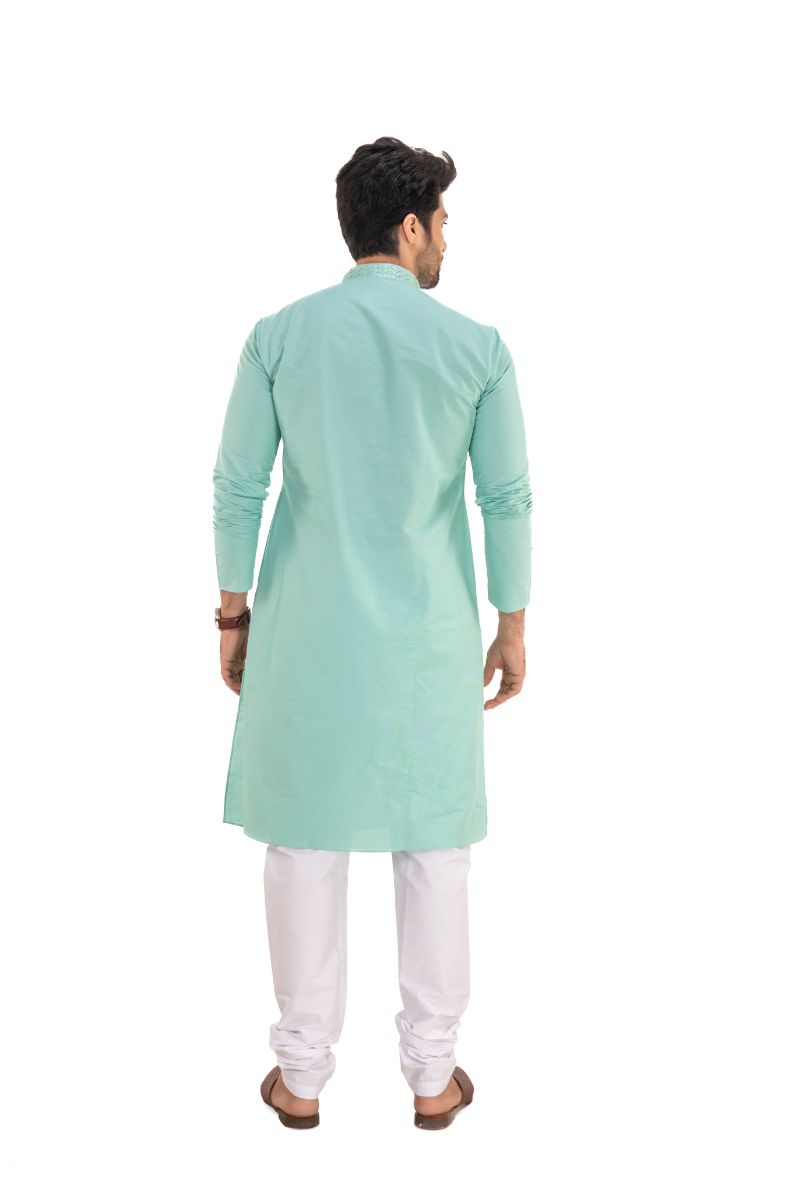 Cotton Embroidered Solid Kurta