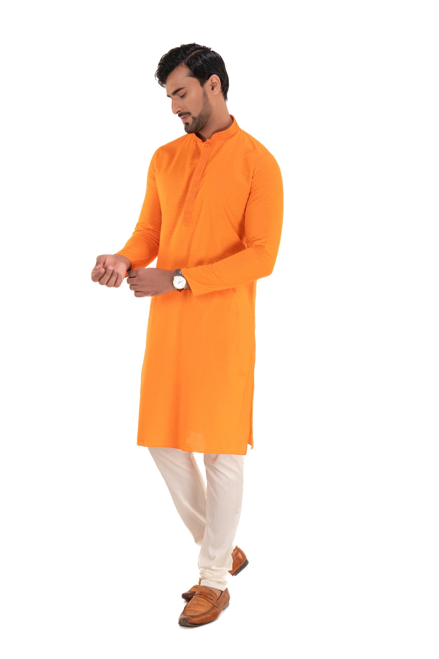 Self Designed Kurta with Neck Embroidery