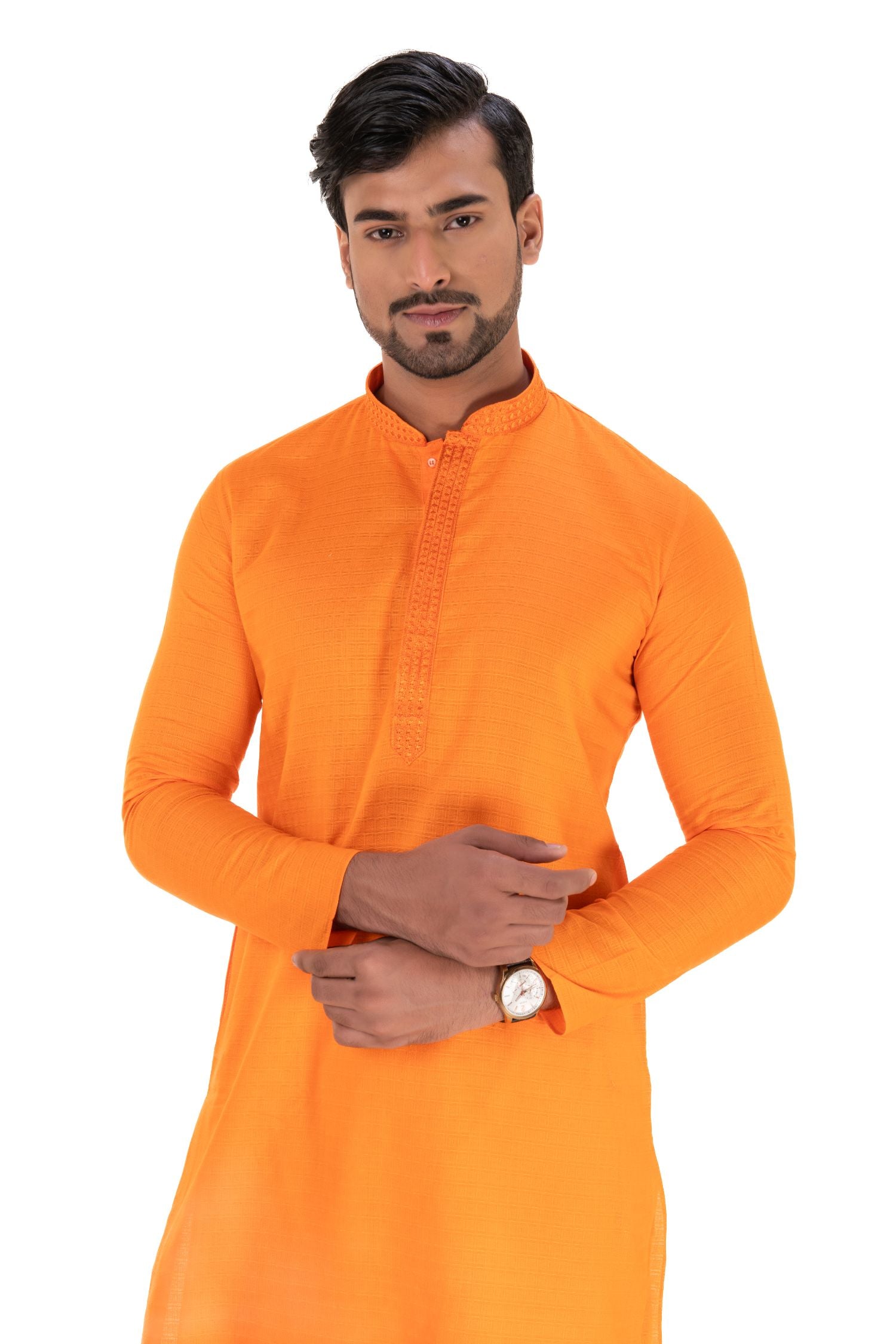 Self Designed Kurta with Neck Embroidery