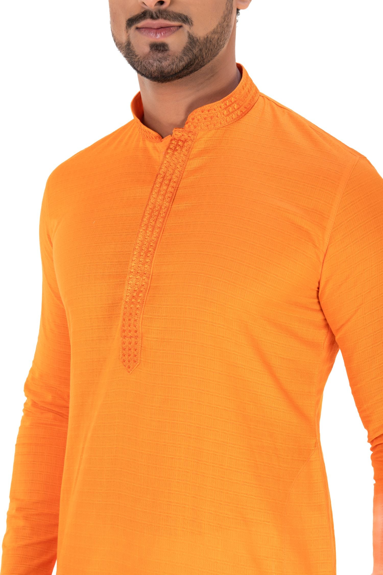 Self Designed Kurta with Neck Embroidery