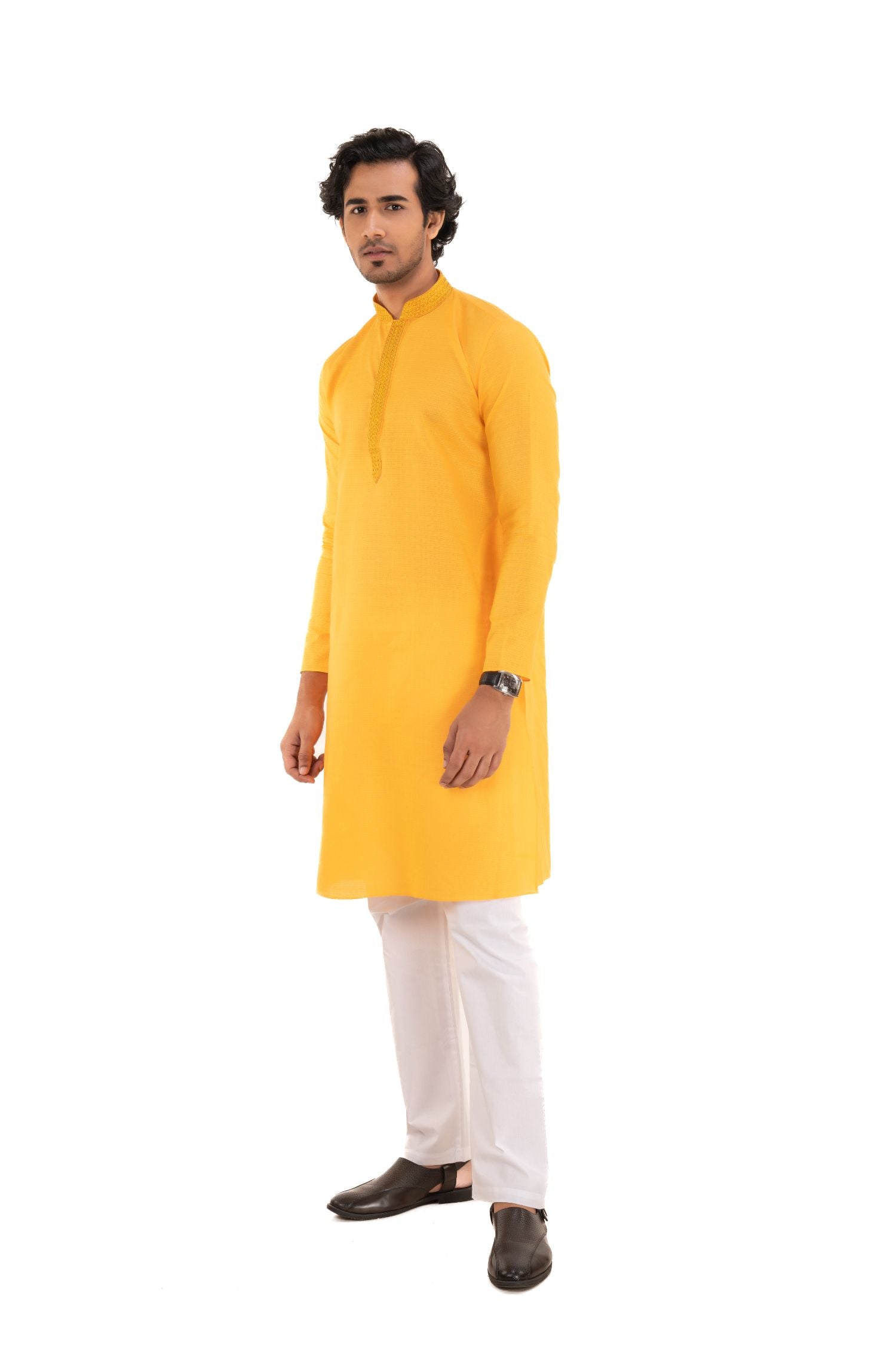 Self Designed Kurta with Neck Embroidery