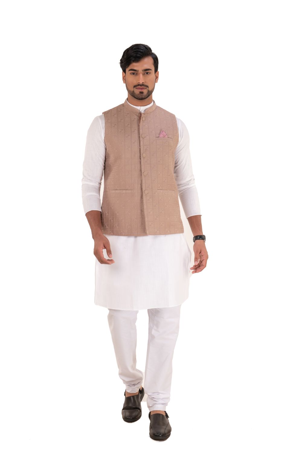 Lucknavi Work Silk Nehru Jacket