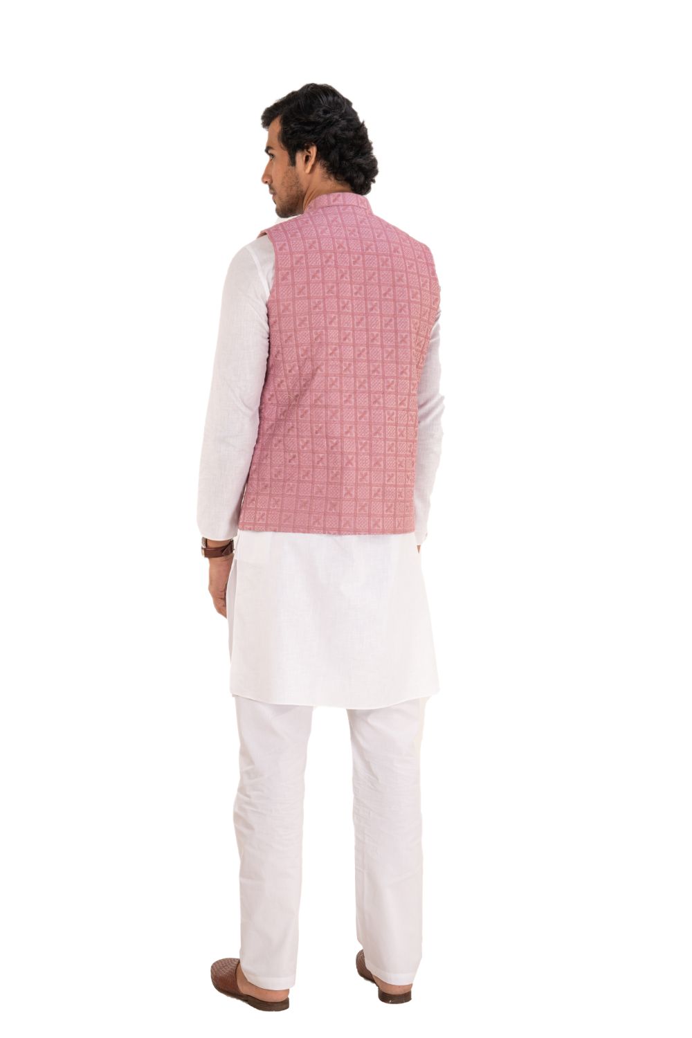 Lucknavi Work Silk Nehru Jacket