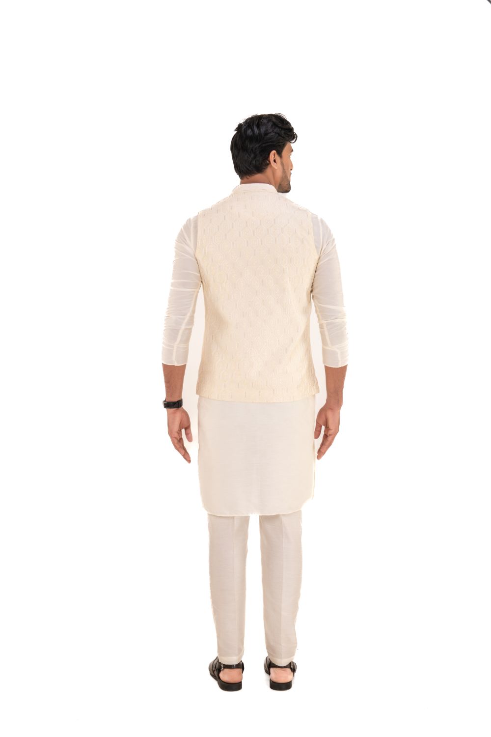 Sequins Embroidered Silk Nehru Jacket