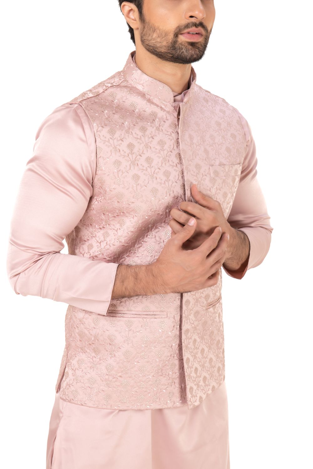 Classic Floral Embroidered Nehru Jacket