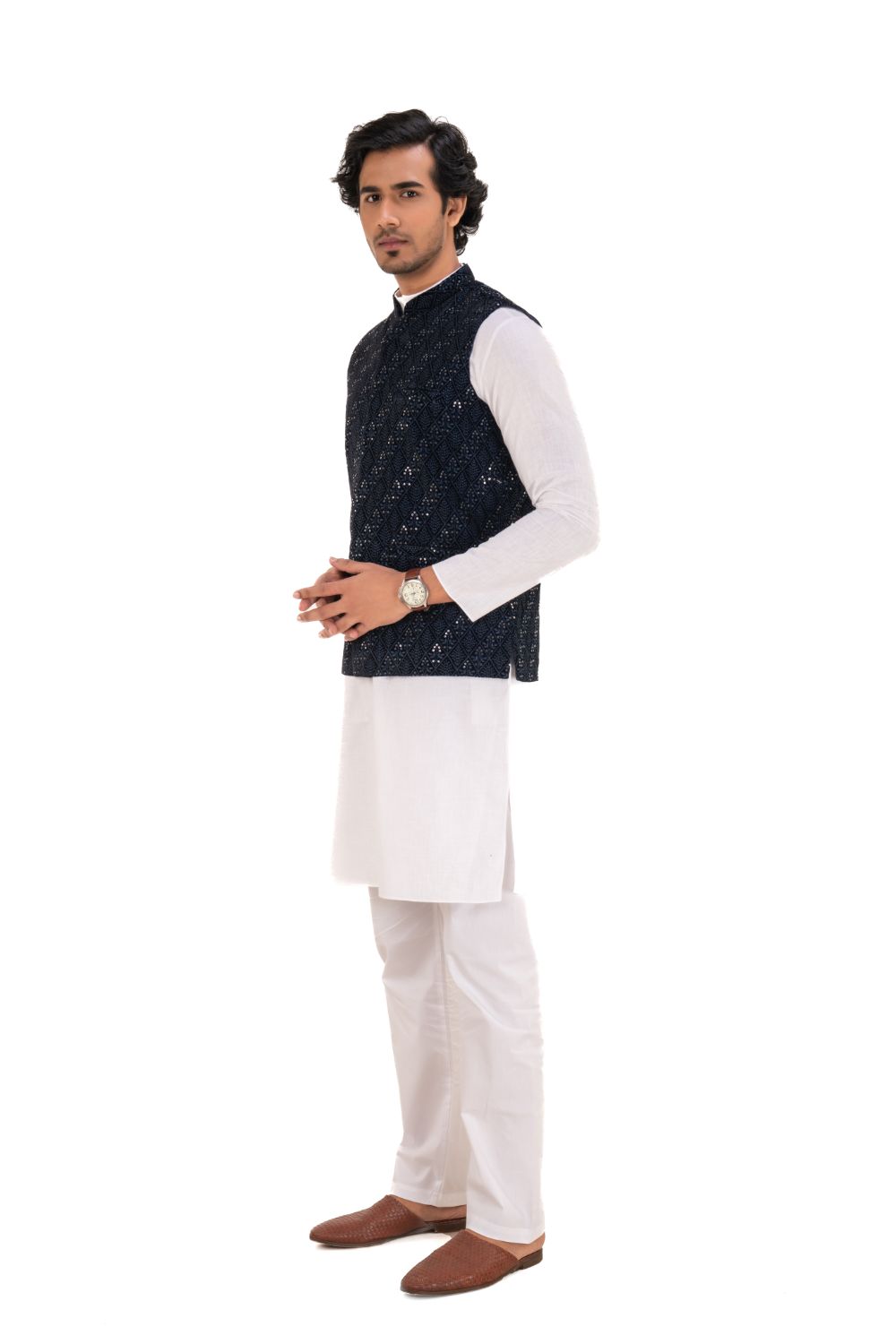 Delicate Thread And Sequence Embroidery Nehru Jacket