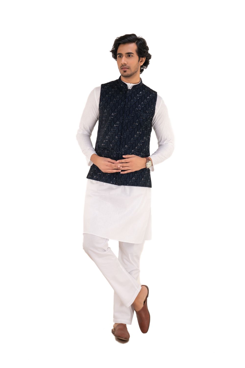 Delicate Thread And Sequence Embroidery Nehru Jacket
