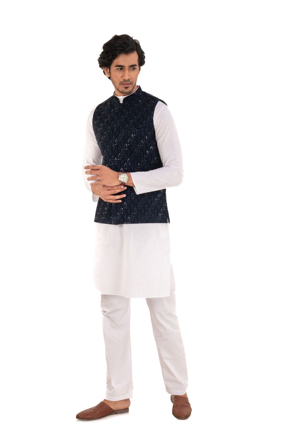 Delicate Thread And Sequence Embroidery Nehru Jacket