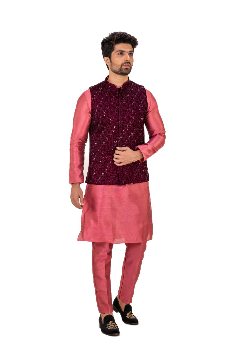 Delicate Thread And Sequence Embroidery Nehru Jacket