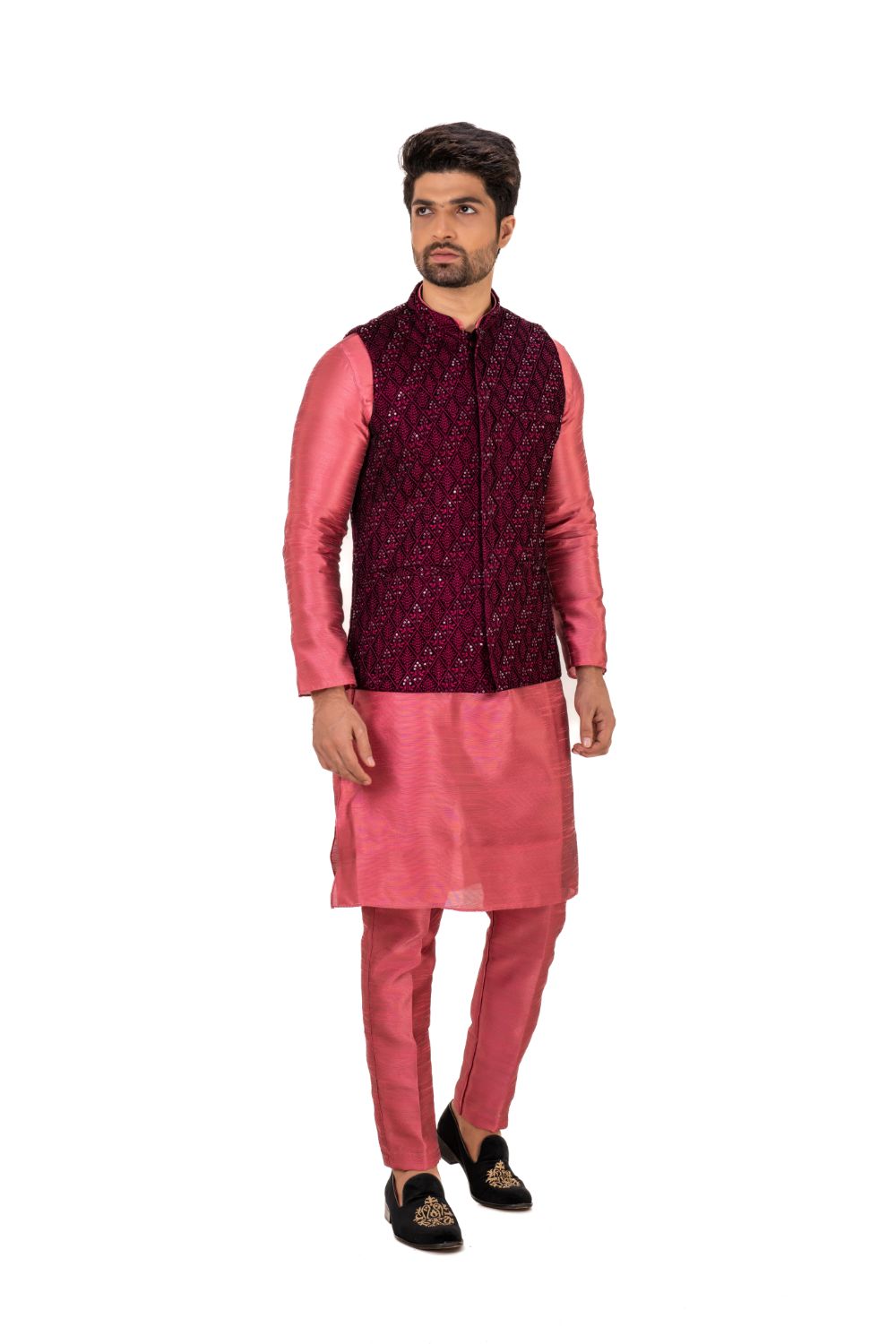 Delicate Thread And Sequence Embroidery Nehru Jacket