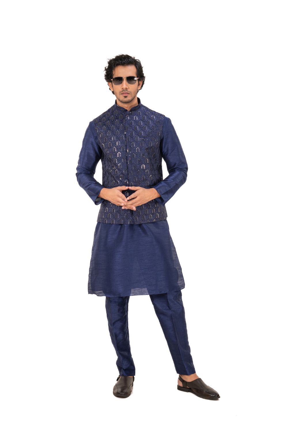 Buy online Blue Dhoti Kurta Set With Blue Printed Nehru Jacket from  Clothing for Men by Hangup for ₹2169 at 73% off | 2024 Limeroad.com