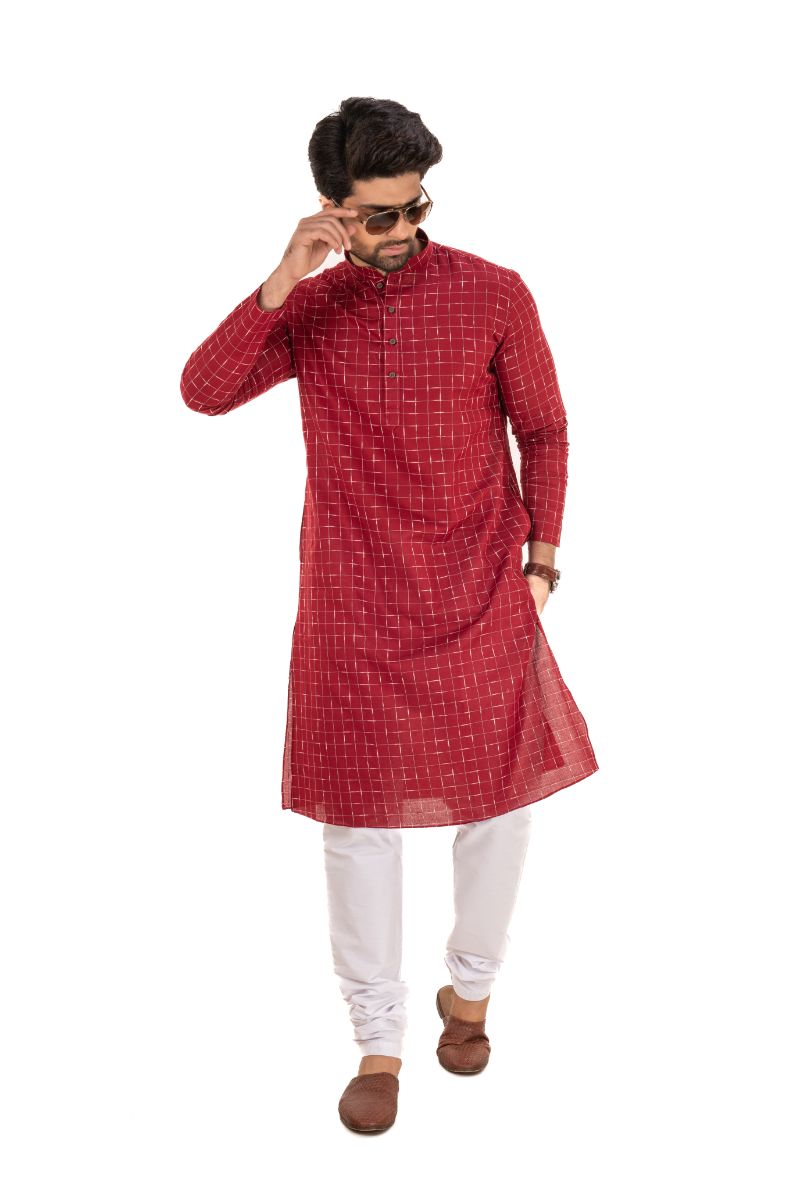 Men's Solid Festive Relaxed Fit Kurta Maroon