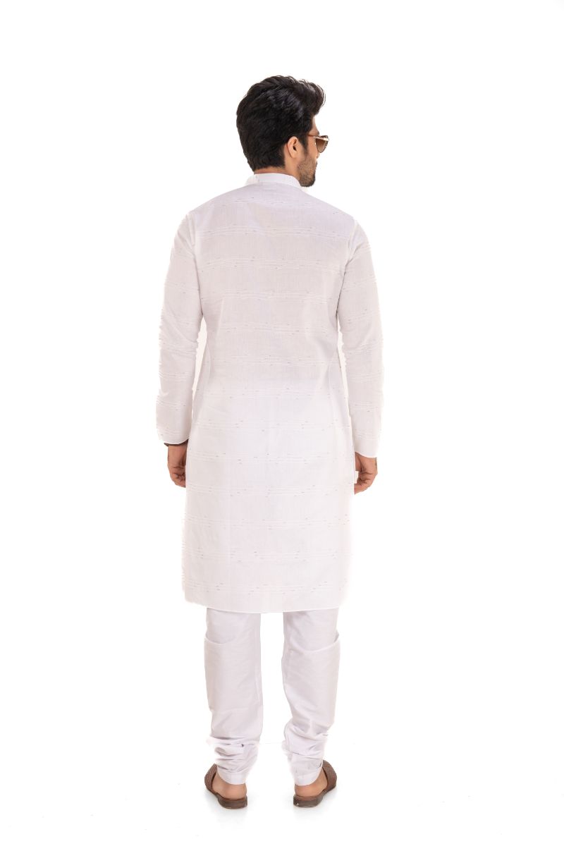 White Solid Pure Cotton Kurta